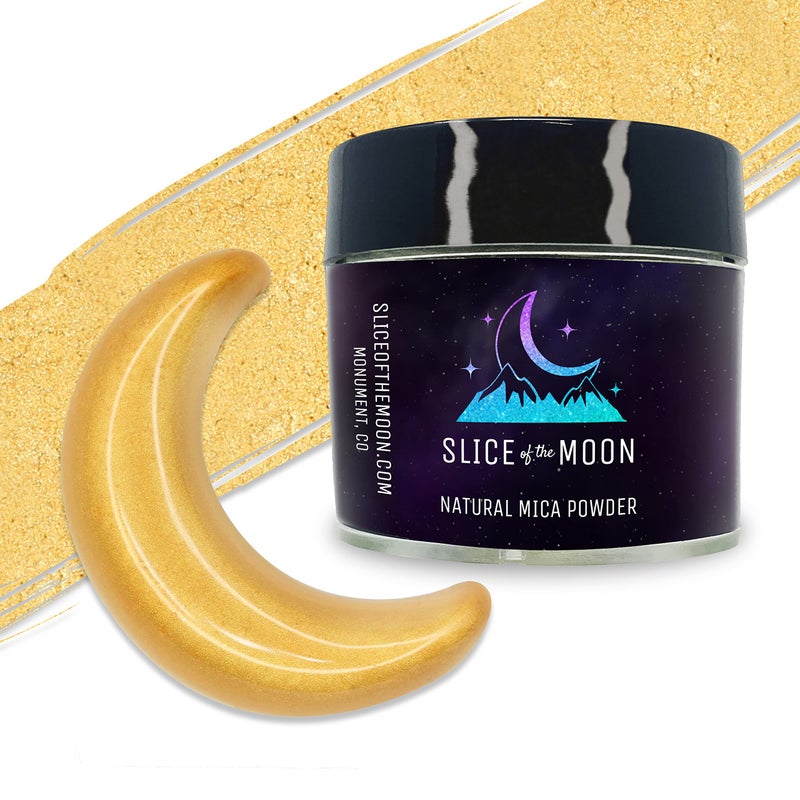 Slice of the Moon | Classic Gold Natural Mineral Mica Powder, 0.42oz (12g) | for Personal or Professional Use - Cosmetics, Epoxy Resin Projects, Nail Polish, Soaps, Bath Bombs, and Art Projects - Image 1